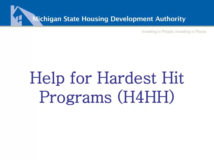 help for hardest hit programs h4hh