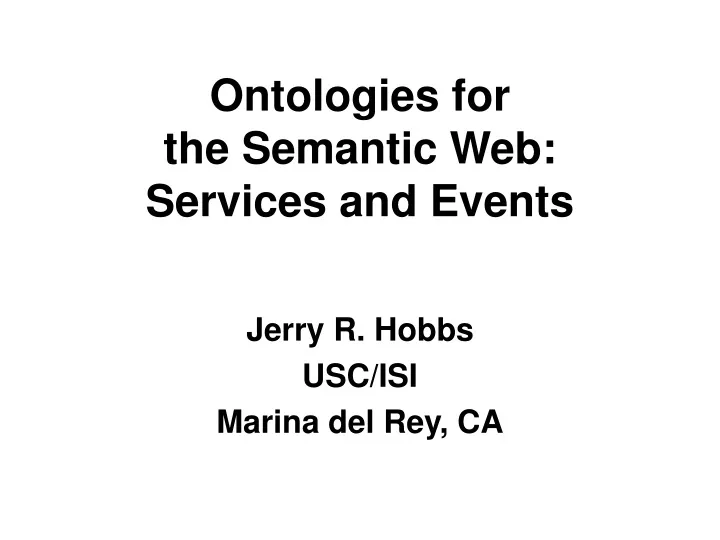 ontologies for the semantic web services and events