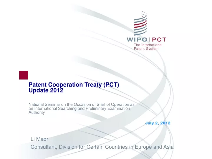patent cooperation treaty pct update 2012