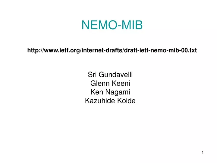 nemo mib http www ietf org internet drafts draft ietf nemo mib 00 txt
