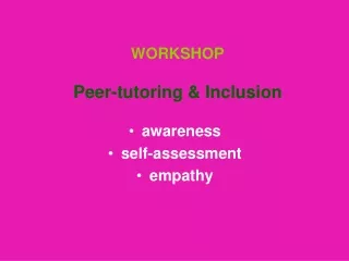 WORKSHOP Peer-tutoring &amp; Inclusion