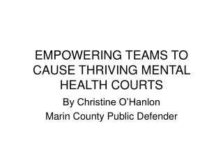 EMPOWERING TEAMS TO CAUSE THRIVING MENTAL HEALTH COURTS