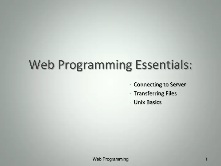web programming essentials