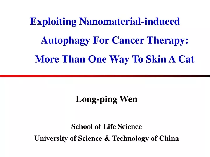 exploiting nanomaterial induced autophagy for cancer therapy more than one way to skin a cat
