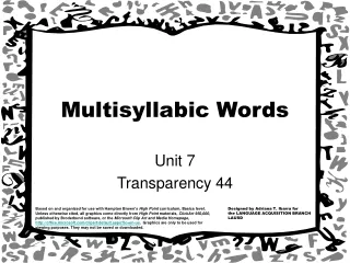 Multisyllabic Words