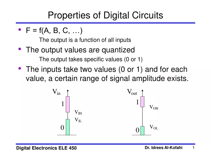 properties of digital circuits