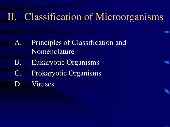 ii classification of microorganisms
