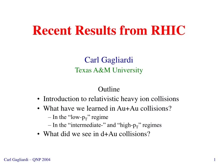recent results from rhic