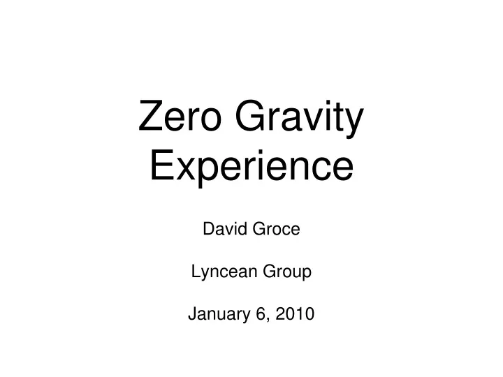 zero gravity experience