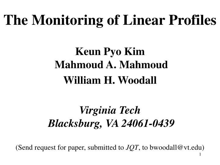 the monitoring of linear profiles keun