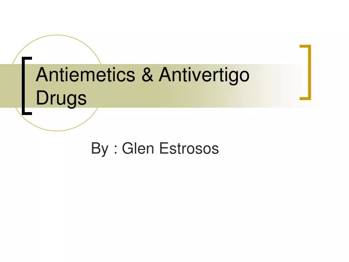 antiemetics antivertigo drugs