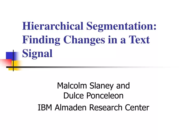 hierarchical segmentation finding changes in a text signal
