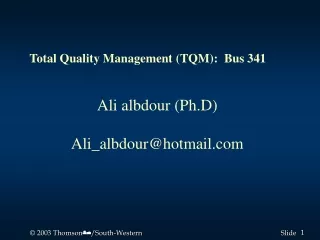 Total Quality Management (TQM):  Bus 341