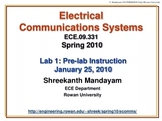 Electrical  Communications Systems ECE.09.331 Spring 2010