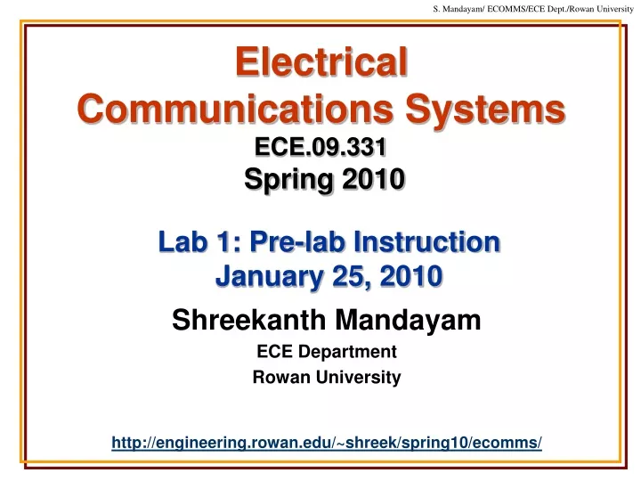 electrical communications systems ece 09 331 spring 2010