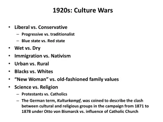1920s: Culture Wars