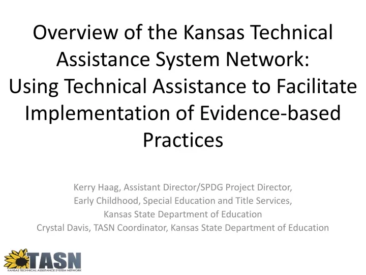 overview of the kansas technical assistance