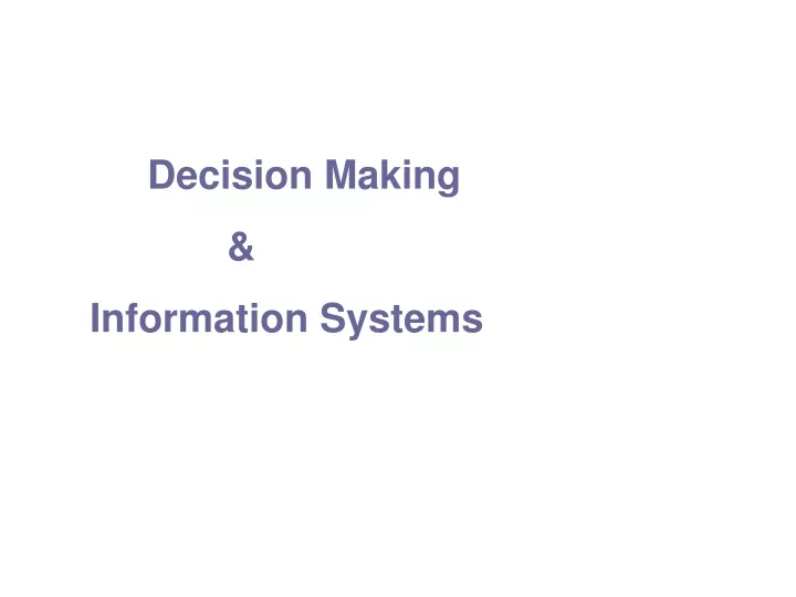 decision making information systems