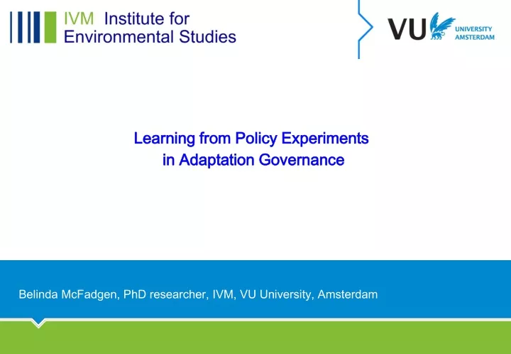 learning from policy experiments in adaptation governance