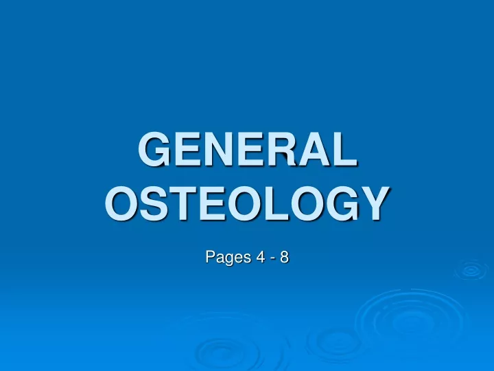 general osteology