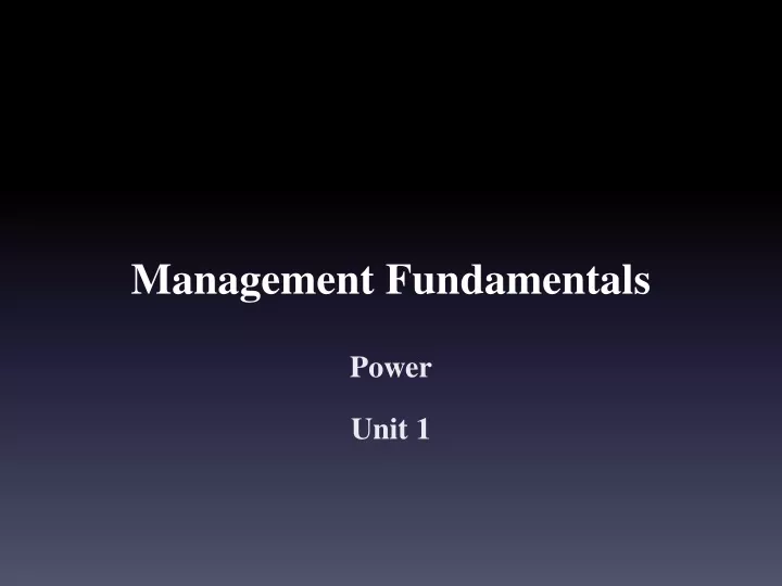 management fundamentals