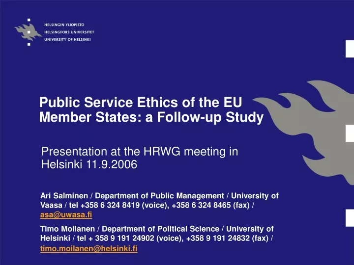 public service ethics of the eu member states a follow up study