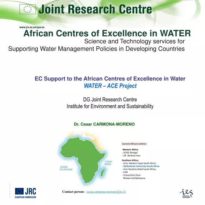 african centres of excellence in water