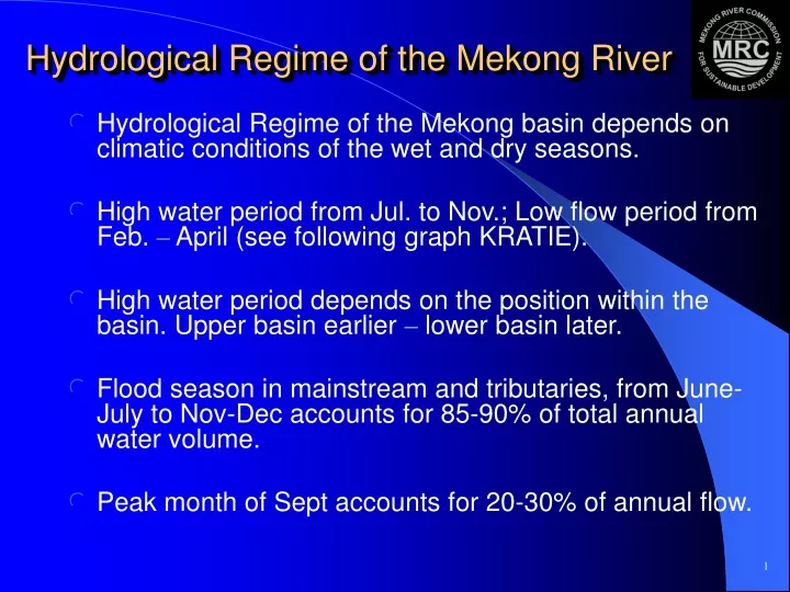 hydrological regime of the mekong river