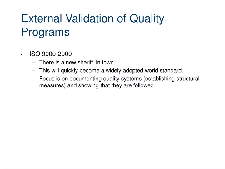 external validation of quality programs