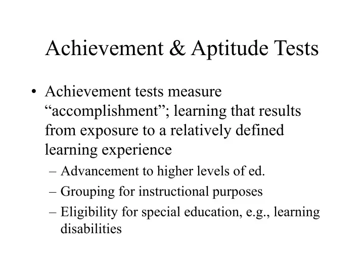 achievement aptitude tests