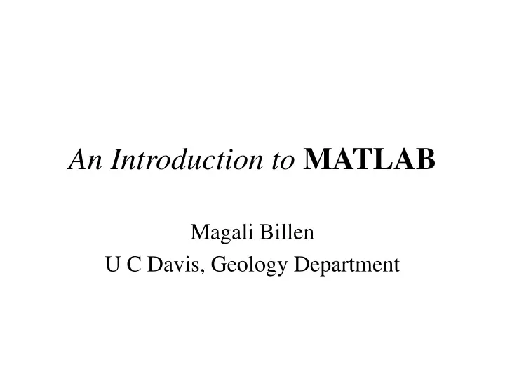 an introduction to matlab