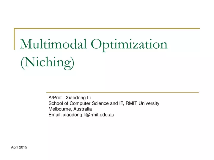 multimodal optimization niching