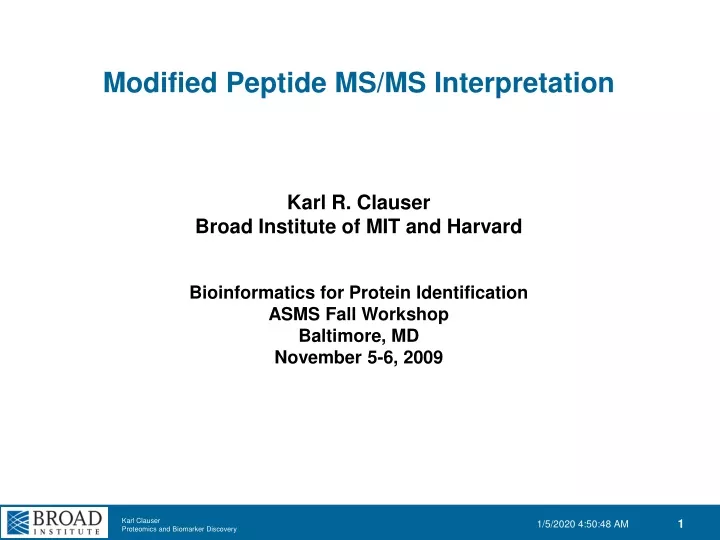 modified peptide ms ms interpretation karl