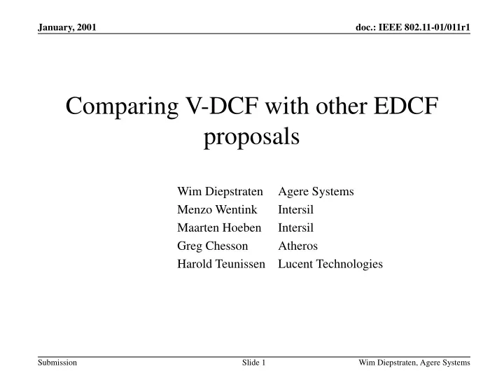 comparing v dcf with other edcf proposals