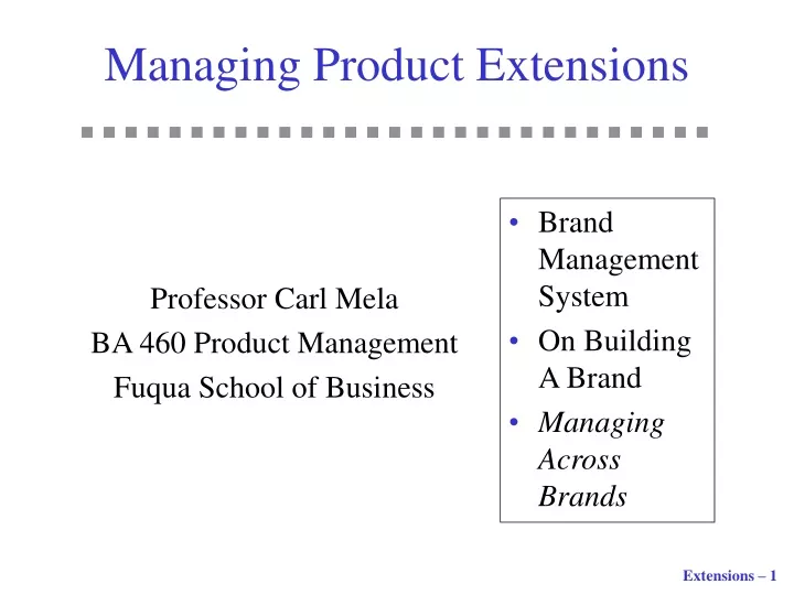 managing product extensions