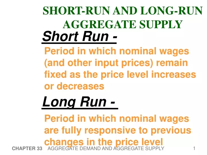 short run and long run aggregate supply