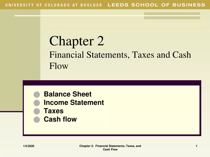 chapter 2 financial statements taxes and cash flow