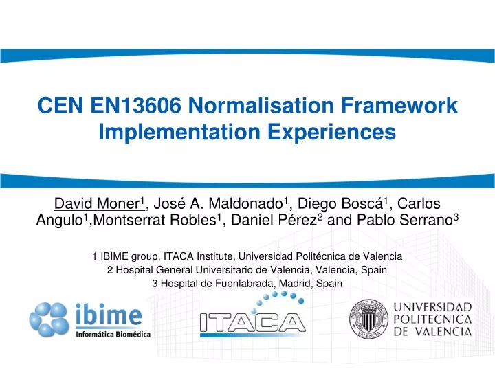 cen en13606 normalisation framework implementation experiences