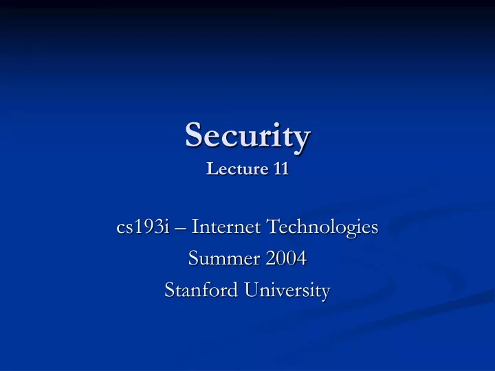 security lecture 11