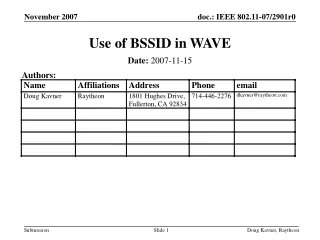 Use of BSSID in WAVE