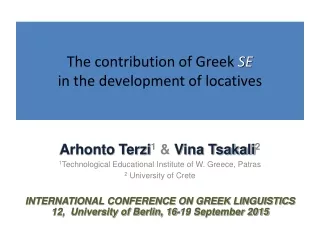 The contribution of Greek  SE in the development of locatives