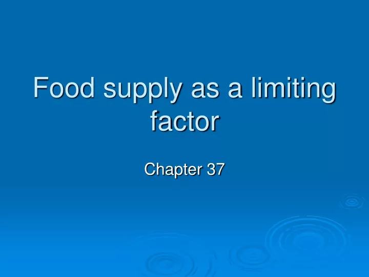 food supply as a limiting factor