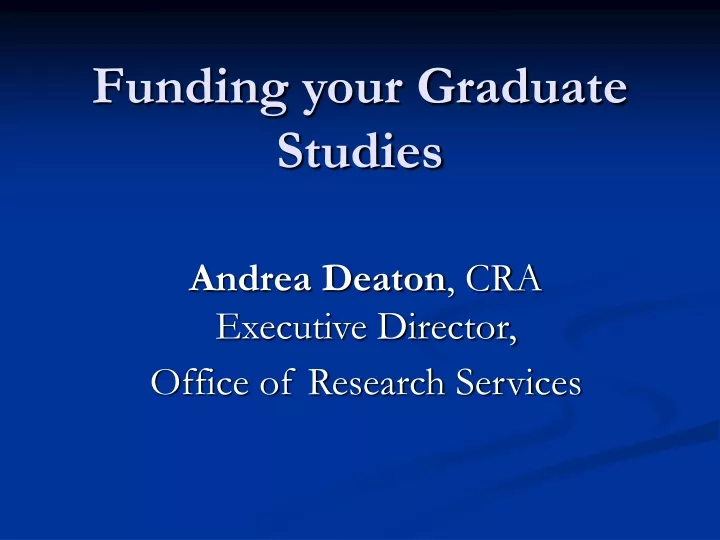 funding your graduate studies