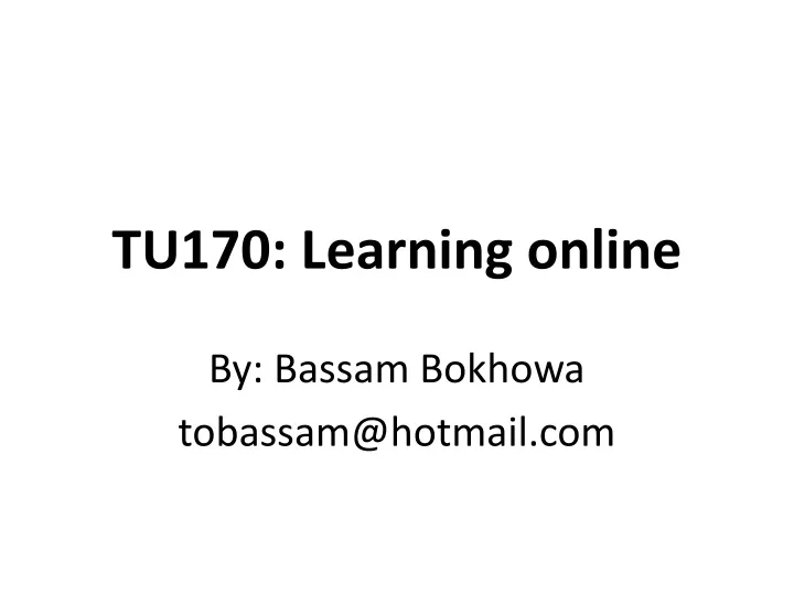 tu170 learning online