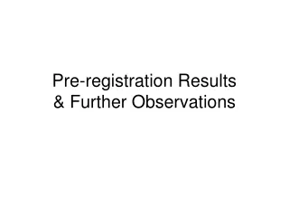 Pre-registration Results &amp; Further Observations