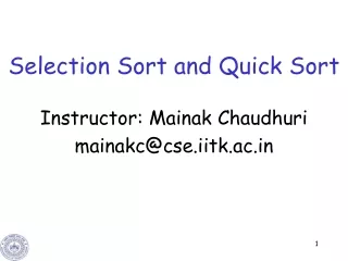 Selection Sort and Quick Sort
