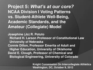 Project 5:  What’s at our core? NCAA Division I Voting Patterns vs. Student-Athlete Well-Being,