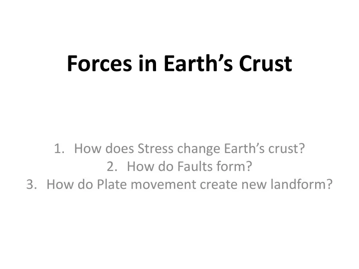 forces in earth s crust
