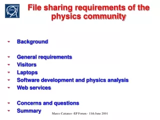 File sharing requirements of the physics community