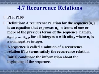 4.7 Recurrence Relations